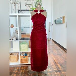 vintage crushed red velvet gown